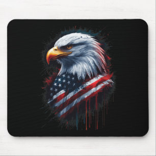 Tapis De Souris Aigle américain Drapeau américain 4 juillet Encre 