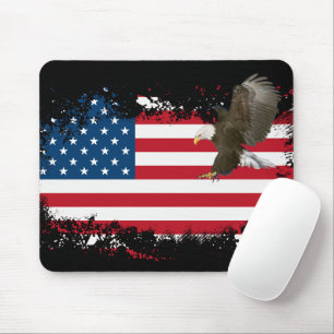 Tapis De Souris Aigle Bald Sur USA Drapeau Mousepad