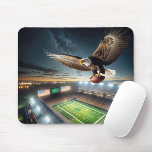 Tapis De Souris Aigle Bald Volant Avec Un Football