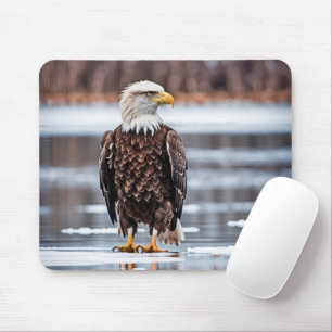 Tapis De Souris Aigle Balle Sur La Glace Du Lac