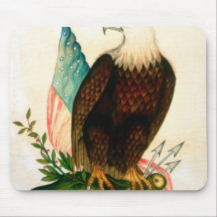 Tapis De Souris Aigle chauve avec le drapeau