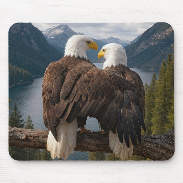 Tapis De Souris Aigle chauve protégeant sa compagne (Devant)