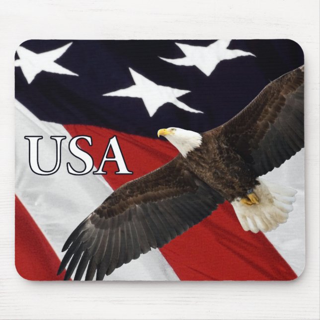 Tapis De Souris Aigle et drapeau américain USA (Devant)