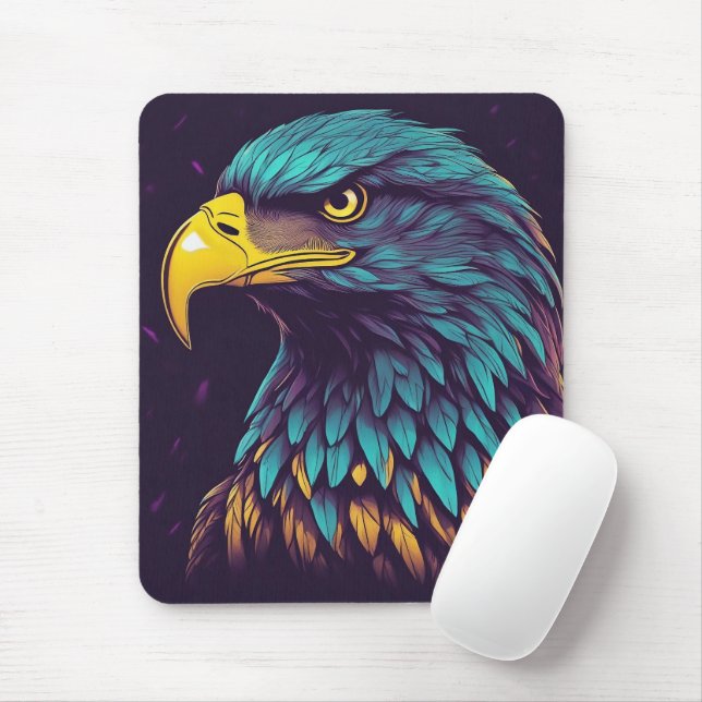 Tapis De Souris Aigle Majestic aux couleurs vives (Avec souris)