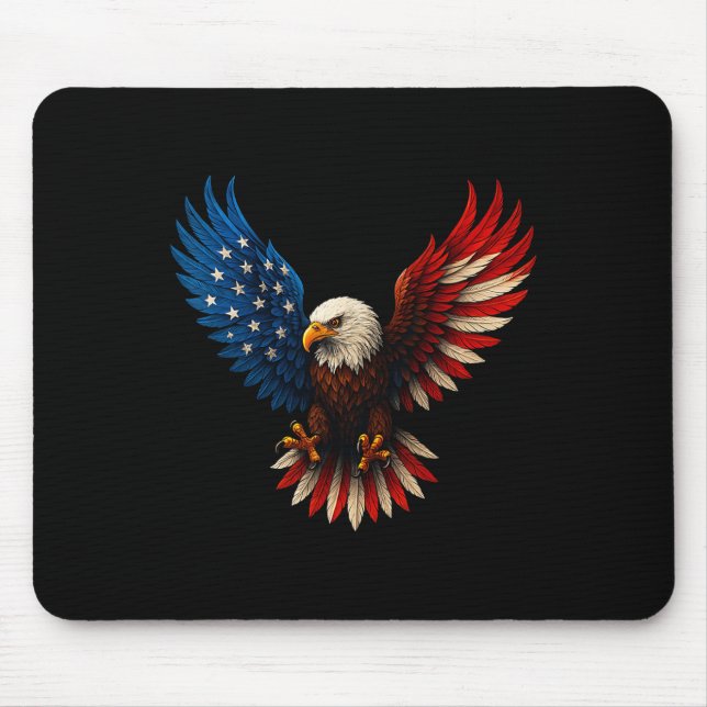 Tapis De Souris Aigle Patriotique Eagle, Drapeau Américain 4e Ju (Devant)