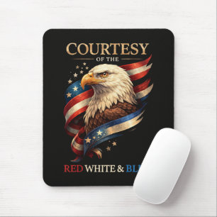 Tapis De Souris Aigle Patriotique Rouge Blanc et Bleu Vintage