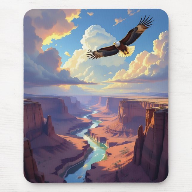 Tapis De Souris Aigle volant au-dessus d'un canyon (Devant)