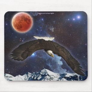 Tapis De Souris Aigle Volant Espace Extérieur, Imaginaire Lune Mou