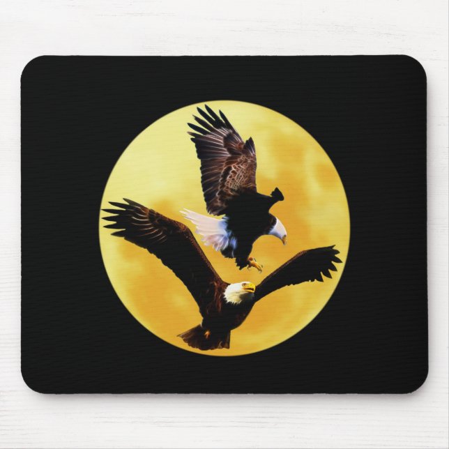 Tapis De Souris Aigles chauves et pleine lune (Devant)