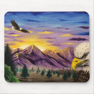 Tapis De Souris "Aigles de Montagne Fumés" Plaque de souris d'art