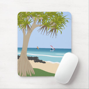 Tapis De Souris Aile surfeurs à huile Pandanus Tree à la plage