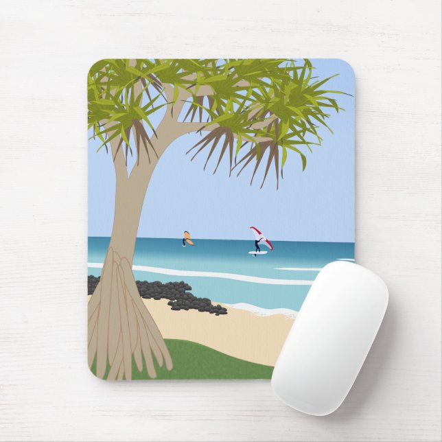 Tapis De Souris Aile surfeurs à huile Pandanus Tree à la plage (Avec souris)