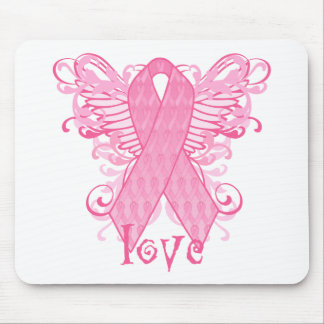 Tapis De Souris Ailes roses d'amour de ruban
