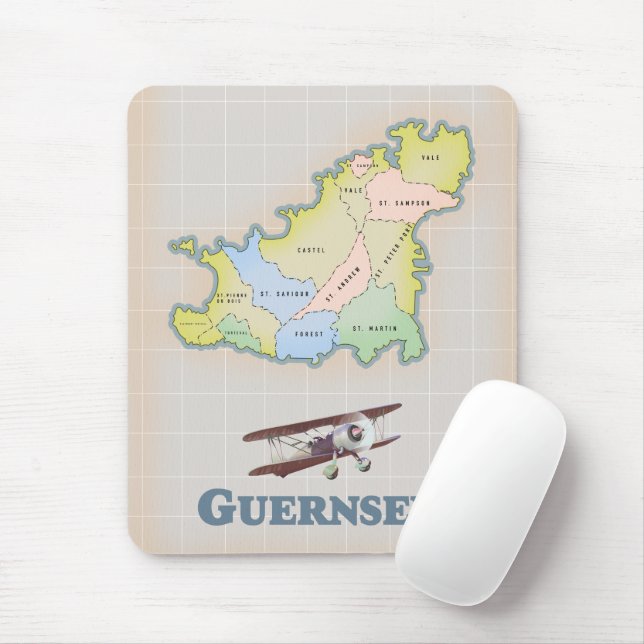 Tapis De Souris Aimant carte ancienne de Guernsey (Avec souris)