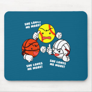Tapis De Souris Aime plus le t-shirt de softball basketball volley