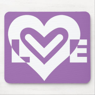 Tapis De Souris Aimer blanc et violet