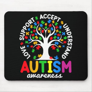 Tapis De Souris Aimer Soutenir Accepter Comprendre Puzzle Arbre Au