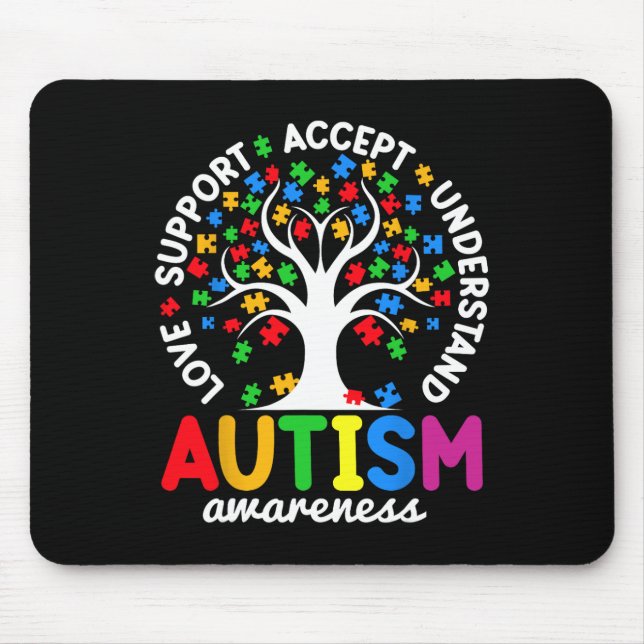 Tapis De Souris Aimer Support Accepter Comprendre L'Autisme De L'A (Devant)