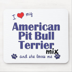Tapis De Souris Aimez mon mélange américain de Terrier de pitbul
