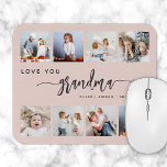 Tapis De Souris Aimez-vous Grand-mère 8 Photo Collage rose<br><div class="desc">Donnez à grand-mère un cadeau qu'elle chérira. Ce pavé de souris photo collage présente huit de ses photos carrés préférées des petits-enfants, ainsi que le message "Aimez Grand-mère." Le mot "grand-mère" apparaît dans un élégant script d'écriture manuscrite gris charbon avec des fioritures au début et à la fin sur un...</div>