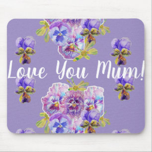 Tapis De Souris Aimez-vous maman Violet fleuri Ordinateur Souris M