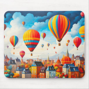 Tapis De Souris Air Ballon City Concept Paysage coloré Abstrait