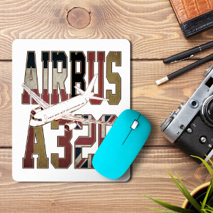 Tapis De Souris Airbus A320 Avion de ligne. Drapeaux européens vin