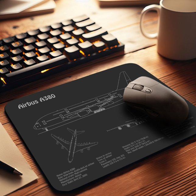 Tapis De Souris Airbus a380 - Plans de dessin de plan d'avion PD (Créateur téléchargé)