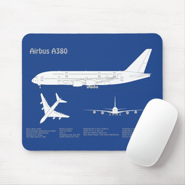 Tapis De Souris Airbus a380 - Plans de dessin du plan directeur de (Avec souris)