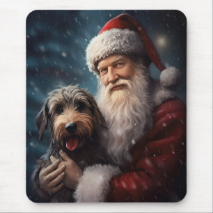 Tapis De Souris Airedale avec Noël Festif du Père Noël