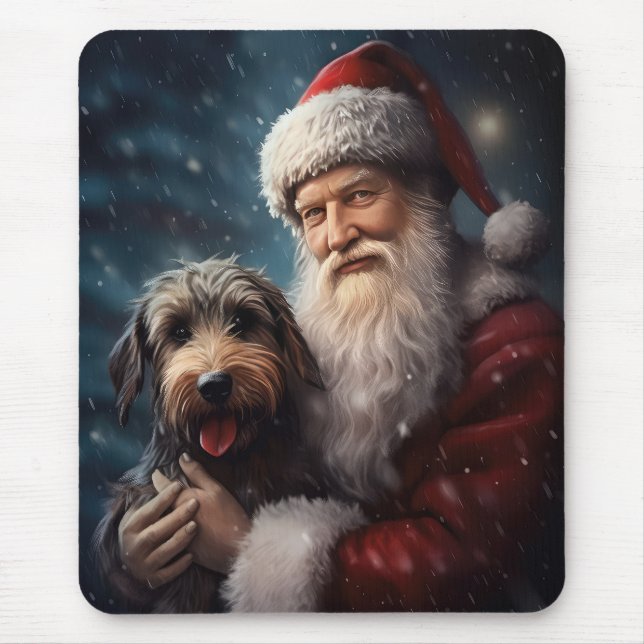 Tapis De Souris Airedale avec Noël Festif du Père Noël (Devant)