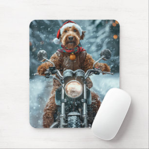 Tapis De Souris Airedale Chien équitation Moto Noël