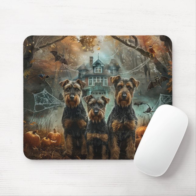 Tapis De Souris Airedale Halloween nuit chien délice (Avec souris)