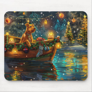Tapis De Souris Airedale Noël Festival Voyage