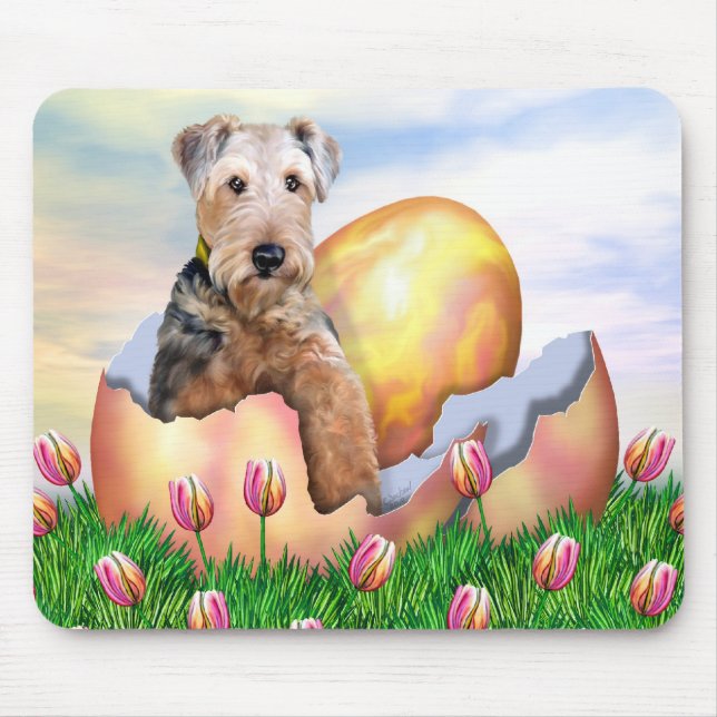 Tapis De Souris Airedale Terrier Easter Surprise (Devant)