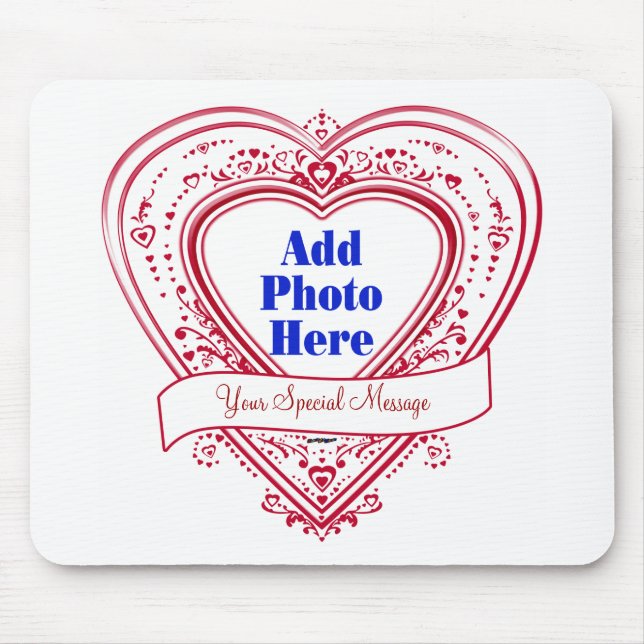 Tapis De Souris Ajouter Un Message Spécial Photo Red Hearts (Devant)