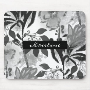 Tapis De Souris Ajouter un nom de script Motif floral botanique