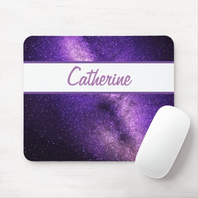 Tapis De Souris AJOUTER VOTRE NOM - Espace violet (Avec souris)