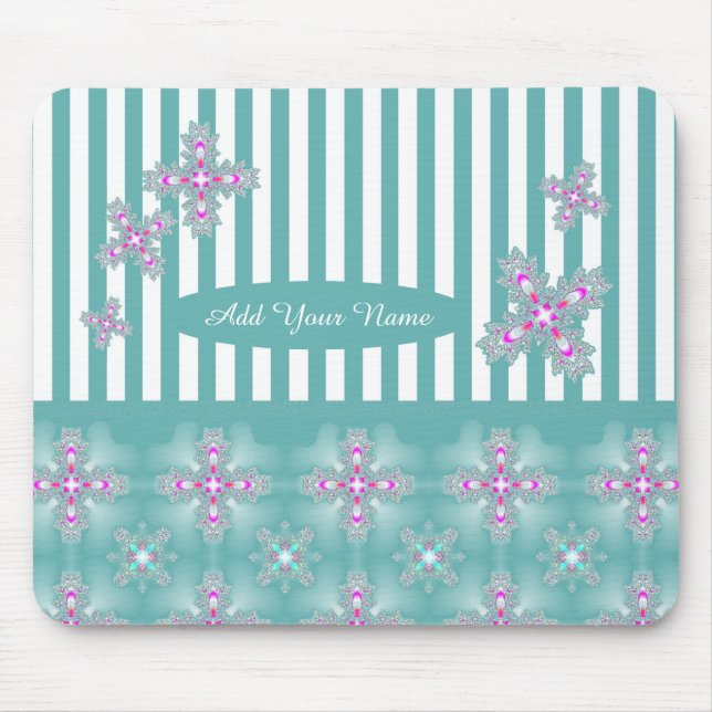 Tapis De Souris Ajouter votre nom, Fleurs Artdeco en style rétro (Devant)