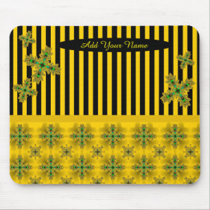 Tapis De Souris Ajouter votre nom, Fleurs Artdeco en style rétro
