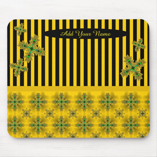 Tapis De Souris Ajouter votre nom, Fleurs Artdeco en style rétro (Devant)