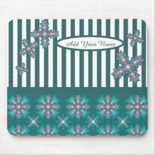 Tapis De Souris Ajouter votre nom, Fleurs Artdeco en style rétro