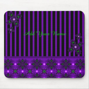 Tapis De Souris Ajouter votre nom, Fleurs Artdeco en style rétro