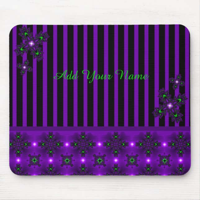 Tapis De Souris Ajouter votre nom, Fleurs Artdeco en style rétro (Devant)