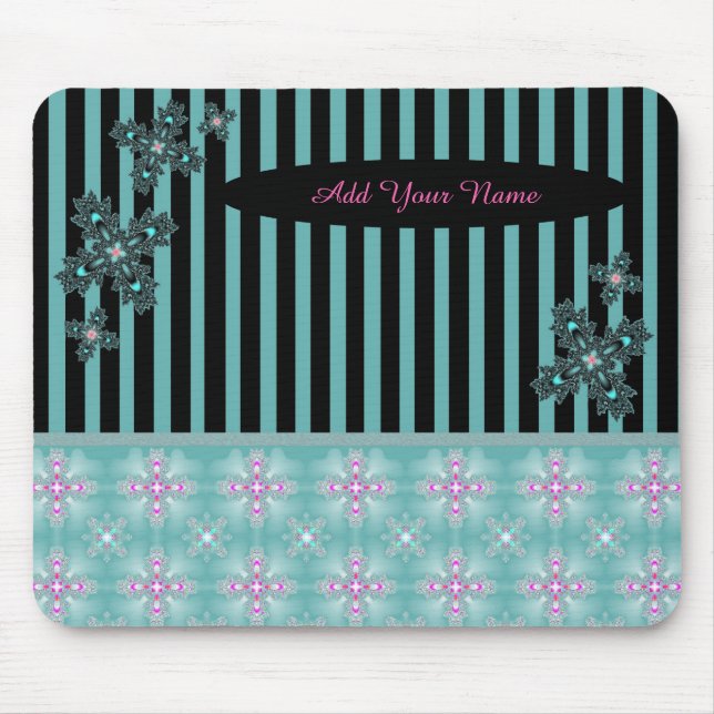 Tapis De Souris Ajouter votre nom, Fleurs Artdeco en style rétro (Devant)