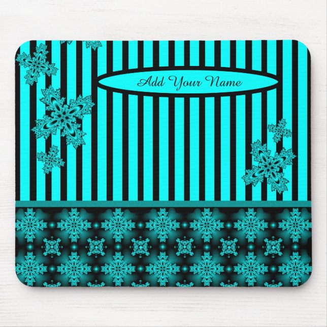 Tapis De Souris Ajouter votre nom, Fleurs Artdeco en style rétro (Devant)