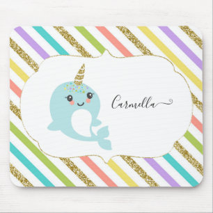 Tapis De Souris Ajoutez les parties scintillantes d'or de Narwhal