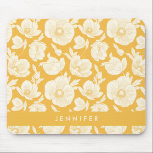Tapis De Souris Ajoutez votre motif de fleur   d'or nommé