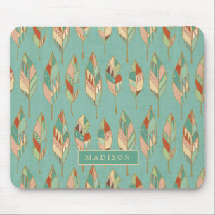 Tapis De Souris Ajoutez votre motif nommé de plume d'aquarelle de