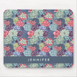 Tapis De Souris Ajoutez votre motif succulent coloré nommé